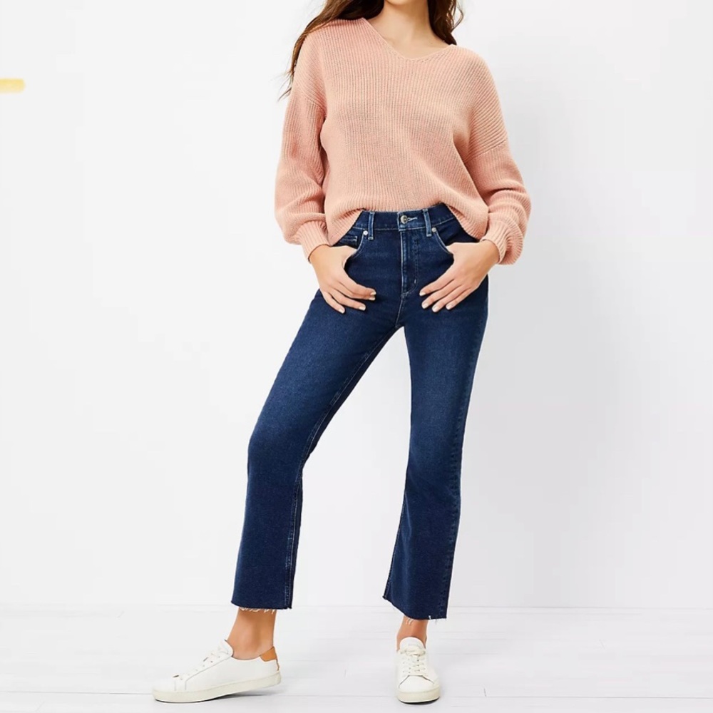 Loft Flare Crop Jeans In Bright Authentic Indigo